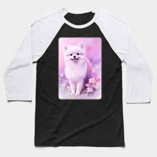 Pomeranian Watercolor Portrait 1 Baseball T-Shirt